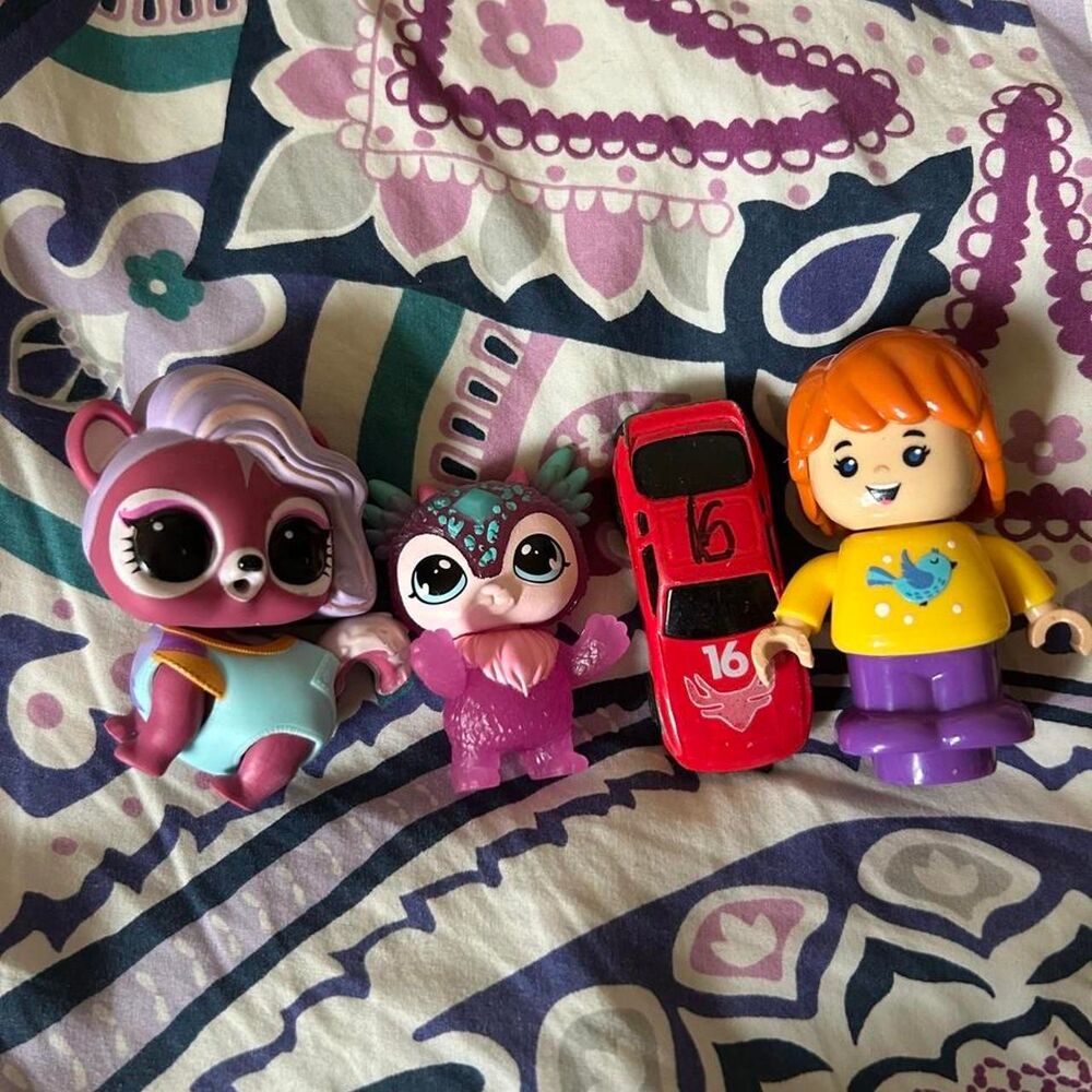 4 kids toys including a red car with the number 16 and a deer graphic #kidstoys